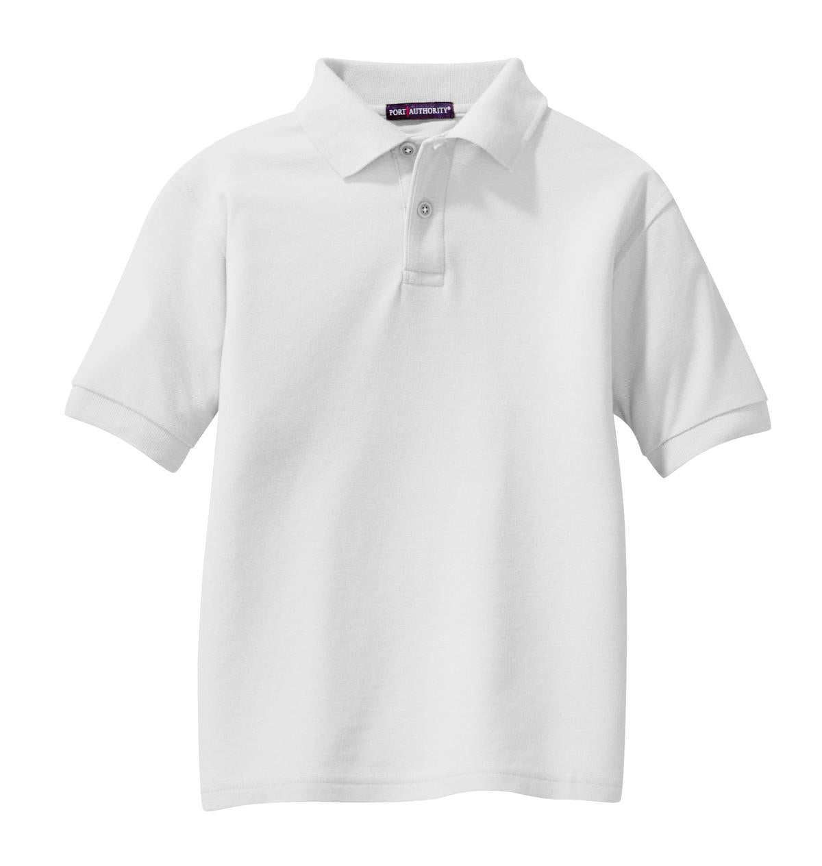 Port Authority Youth Silk Touch Polo. Y500 White