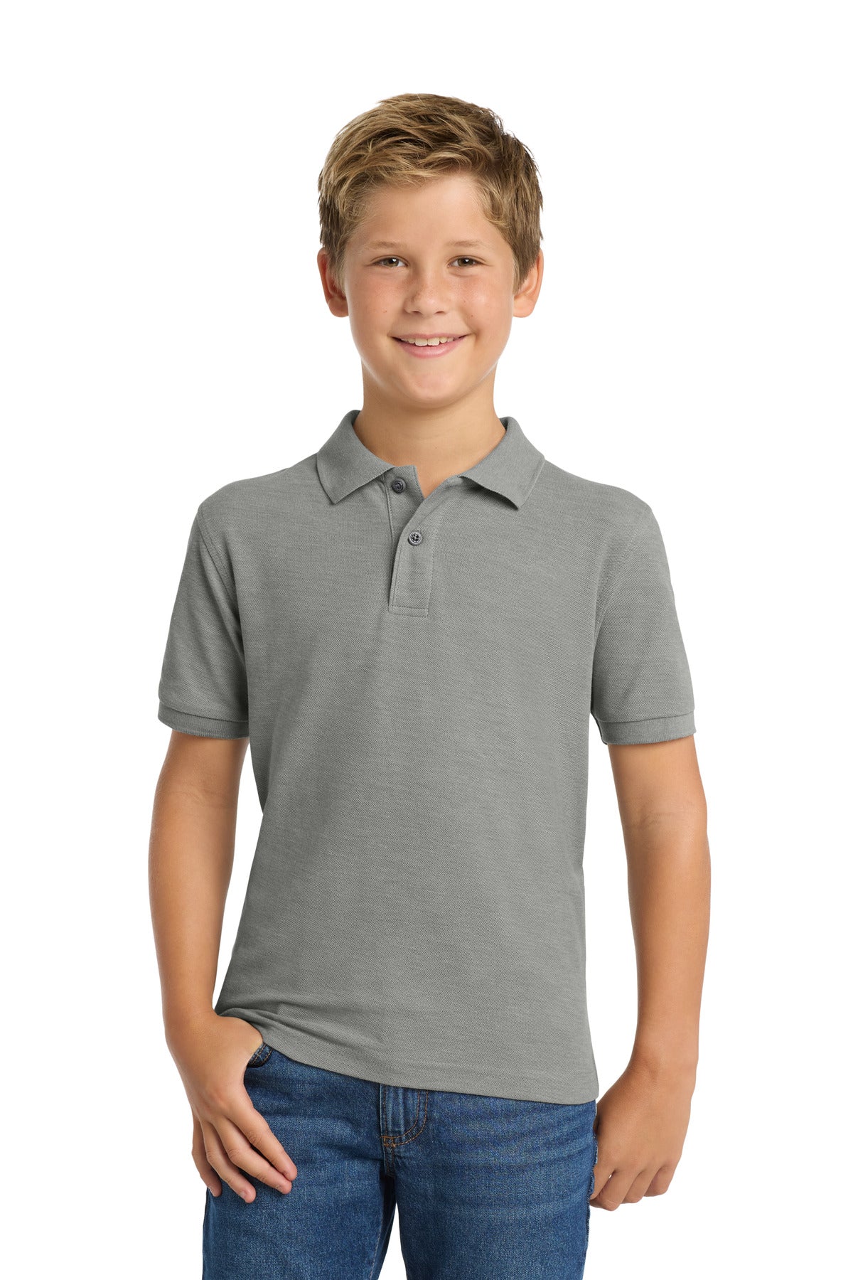 Port Authority Youth Silk Touch Polo Y500 Cool Grey