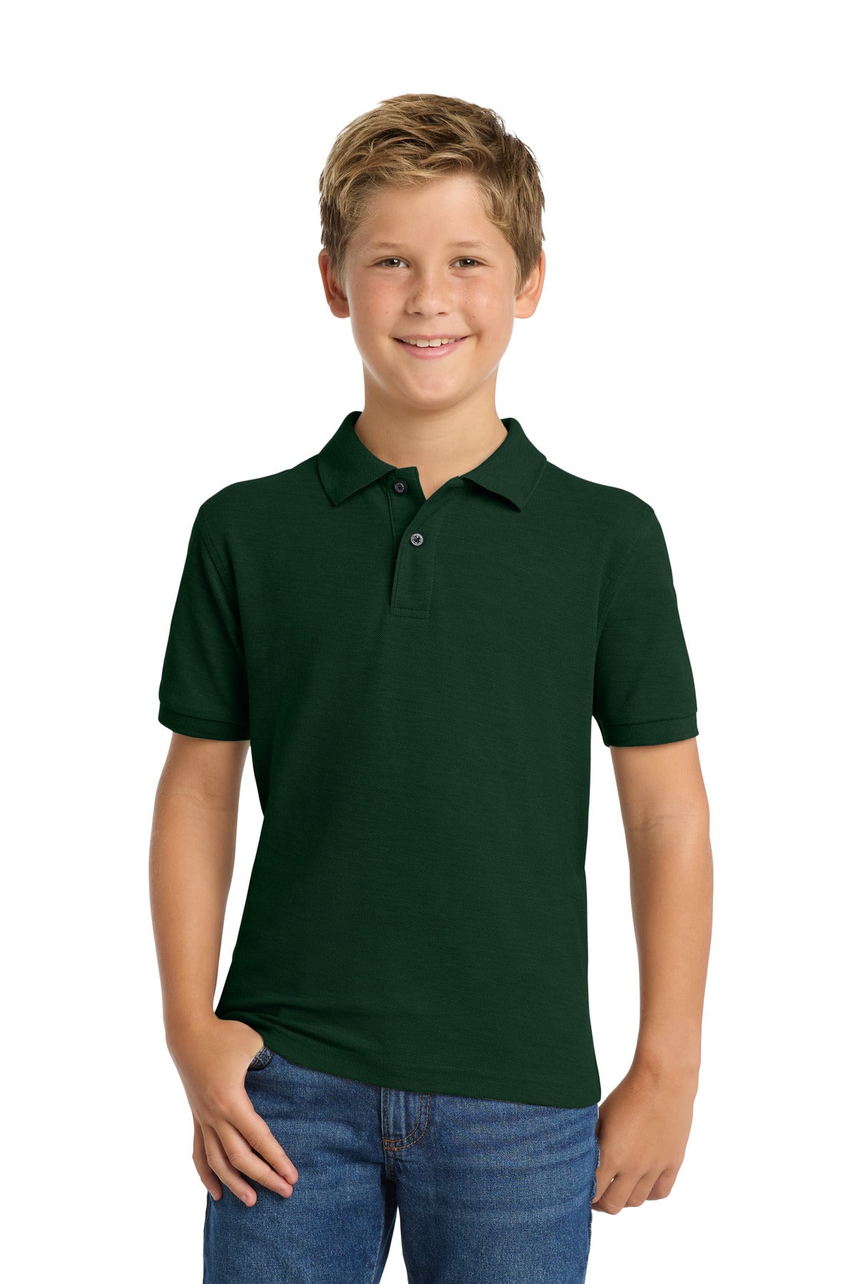 Port Authority Youth Silk Touch Polo Y500 Dark Green
