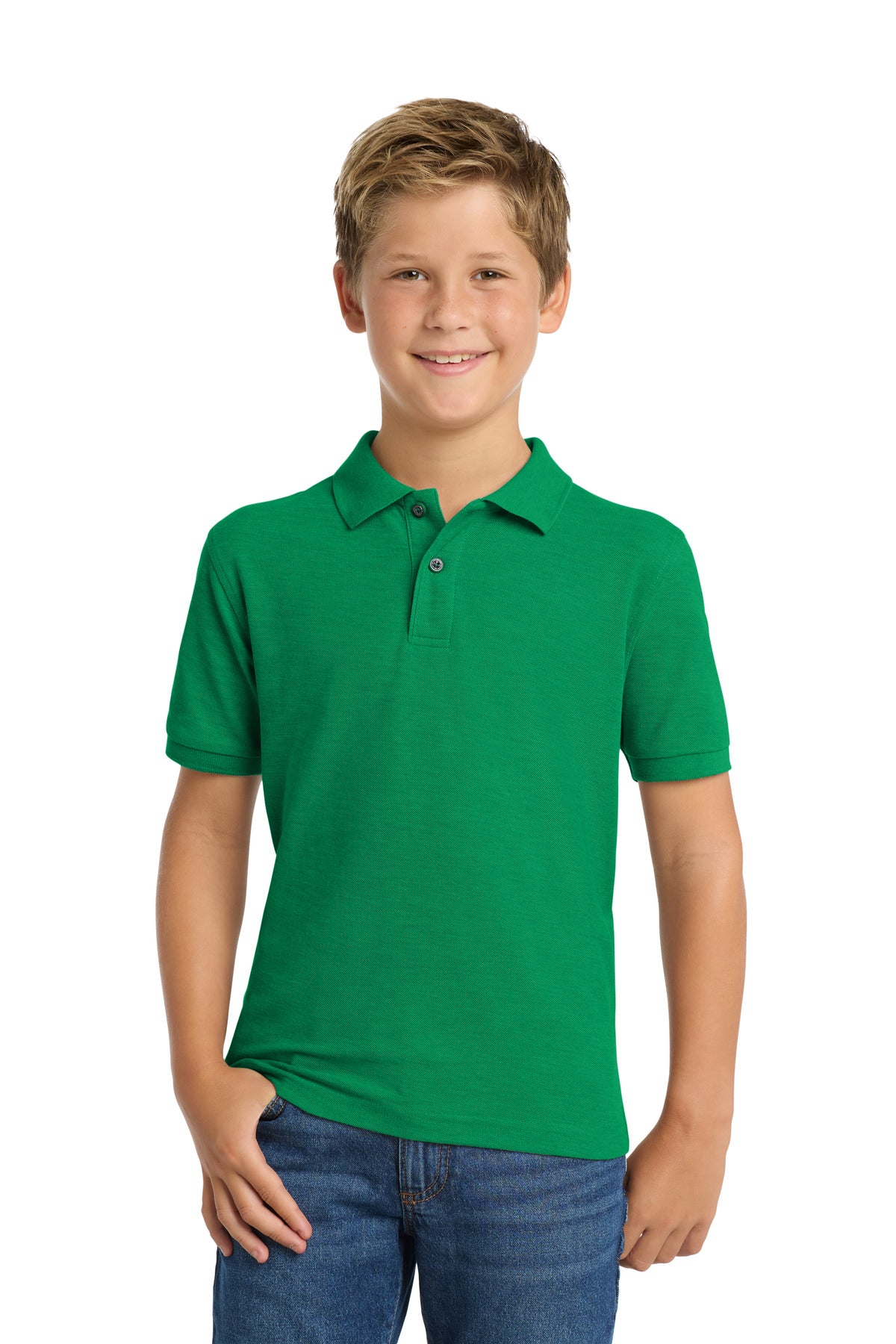 Port Authority Youth Silk Touch Polo Y500 Kelly Green