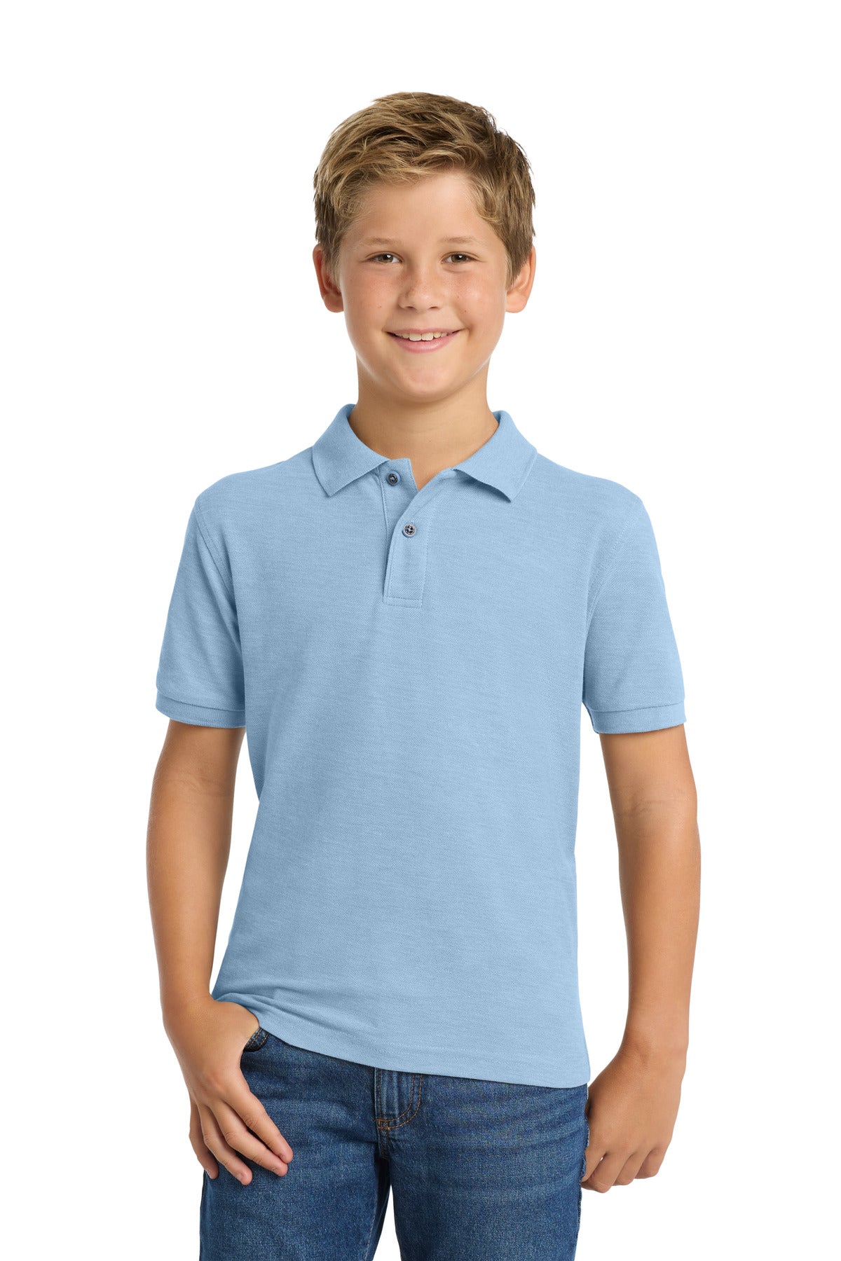 Port Authority Youth Silk Touch Polo Y500 Light Blue