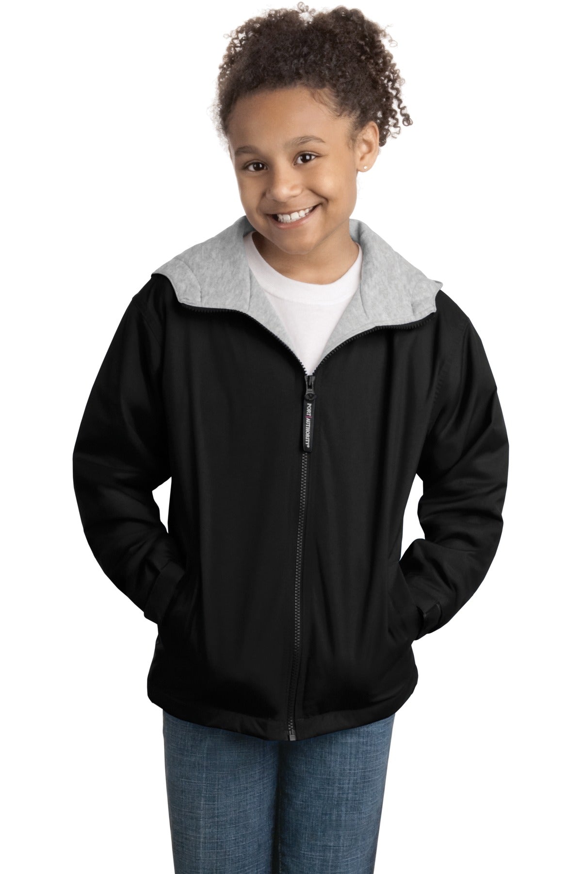 Port Authority Youth Team Jacket YJP56 Black/ Light Oxford