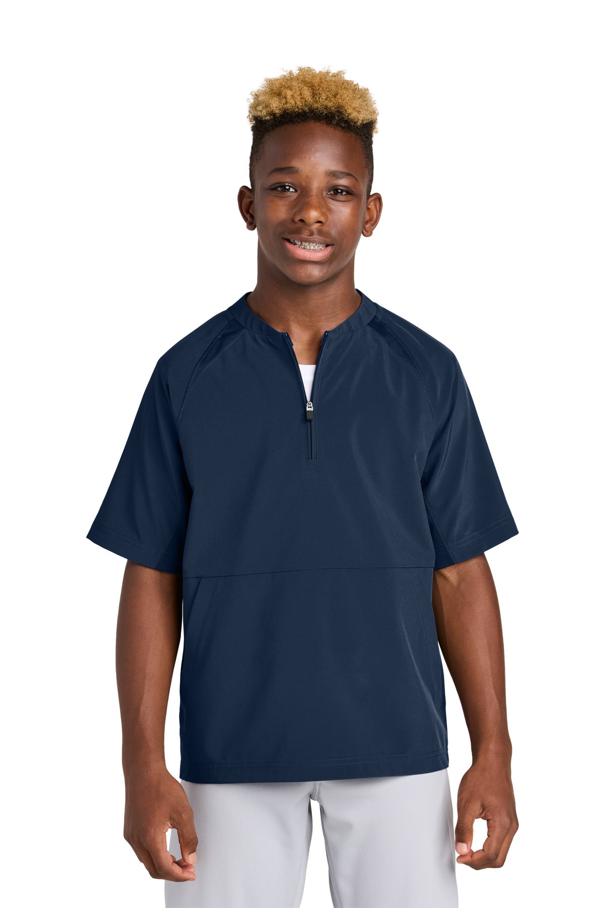 Sport-Tek Youth Repeat 1/2-Zip Short Sleeve Jacket YJST489 True Navy