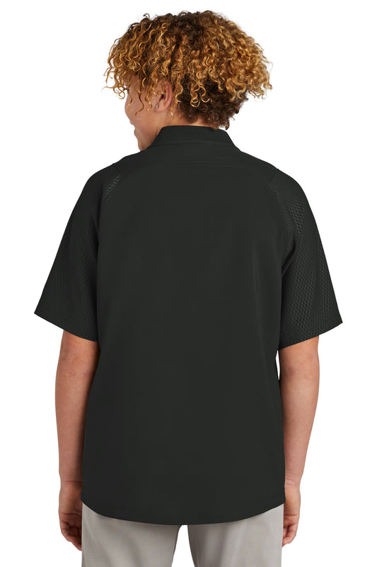 New Era Youth Cage Short Sleeve 1/4-Zip Jacket. YNEA600 Black