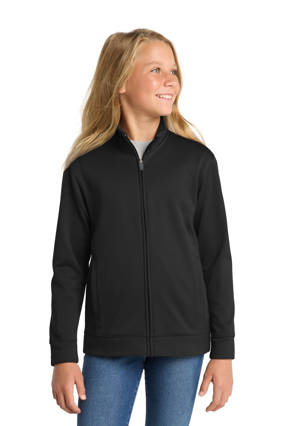 Sport-Tek Youth Sport-Wick Fleece Full-Zip Jacket YST241 Black