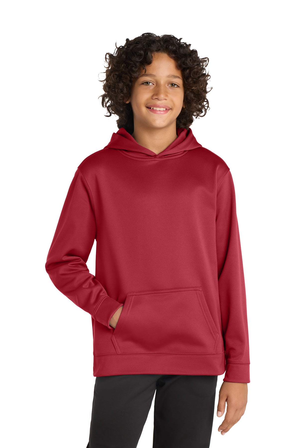 Sport-Tek Youth Sport-Wick Fleece Hooded Pullover YST244 Deep Red