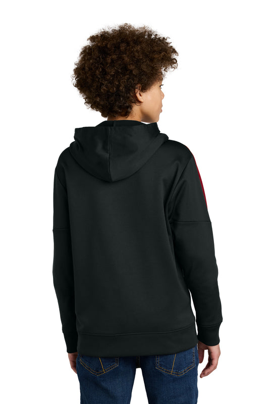 Sport-Tek Youth Sport-Wick Fleece United Pullover Hoodie YST255 Black/ Deep Red