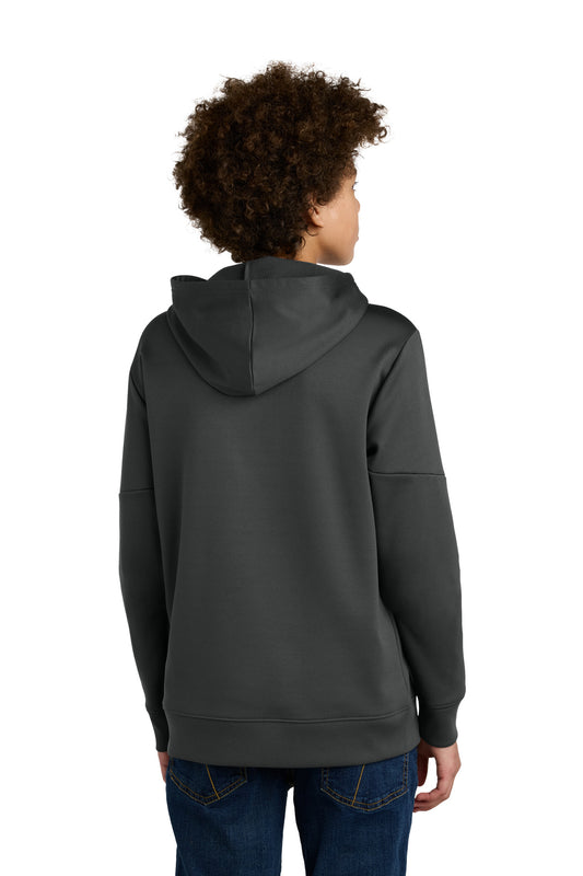 Sport-Tek Youth Sport-Wick Fleece United Pullover Hoodie YST255 Iron Grey/ White