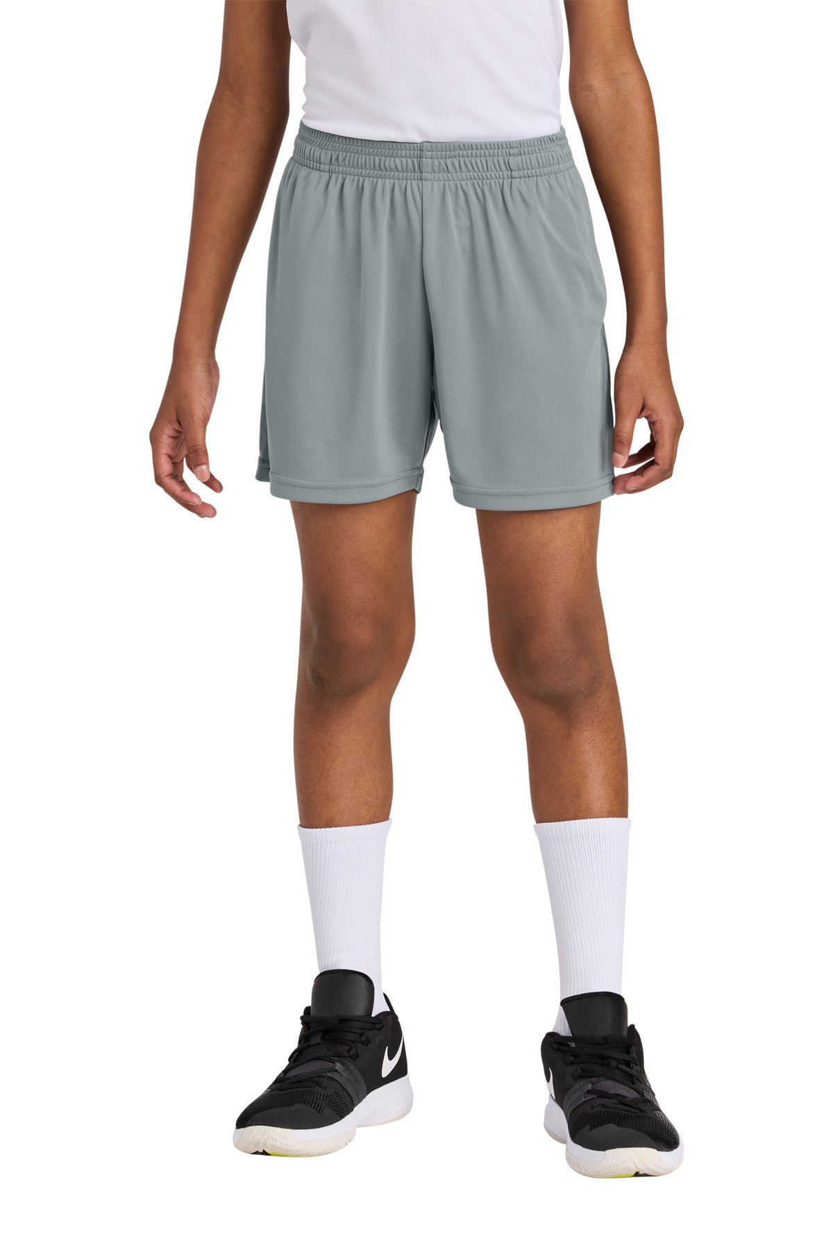 Sport-Tek Youth PosiCharge Competitor 5 Pocketed Short YST349P Silver