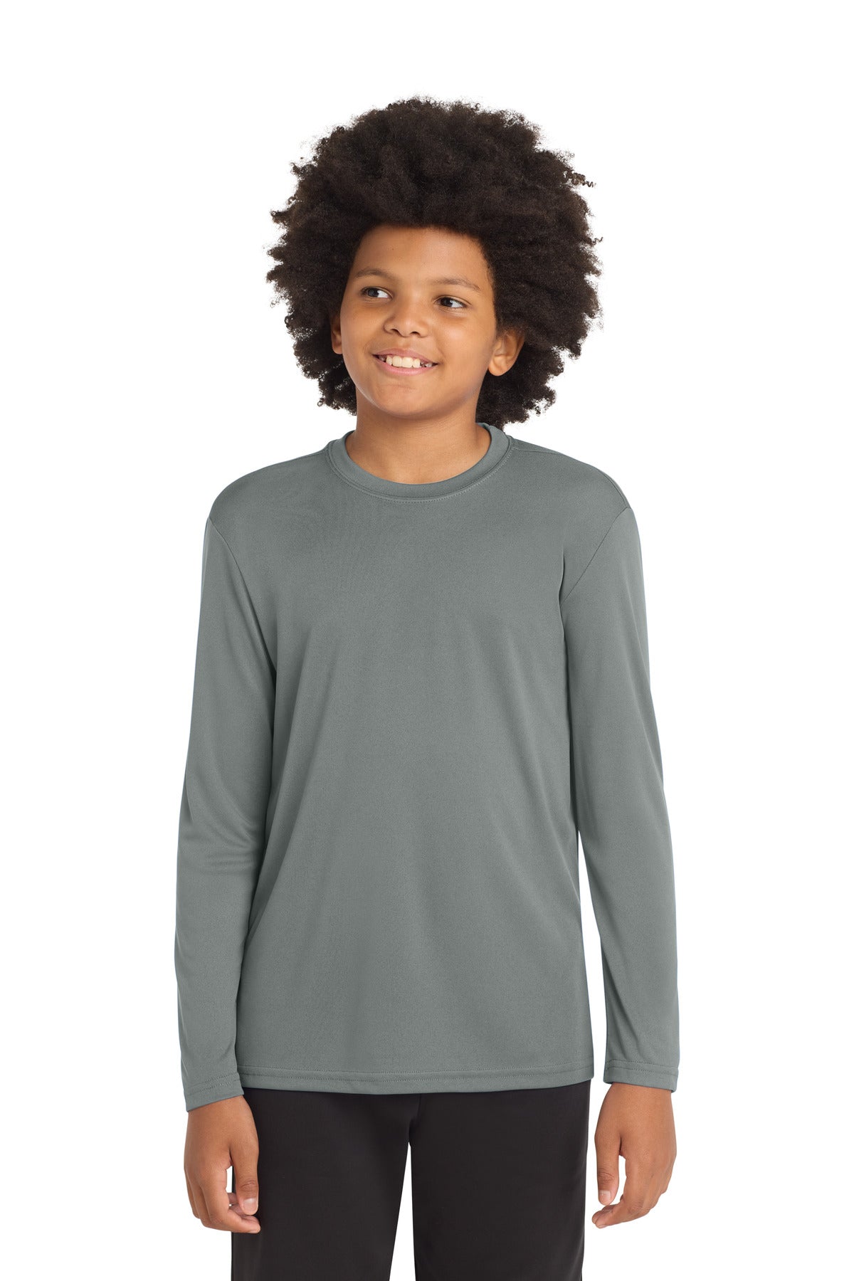 Sport-Tek Youth Long Sleeve PosiCharge Competitor Tee YST350LS Grey Concrete