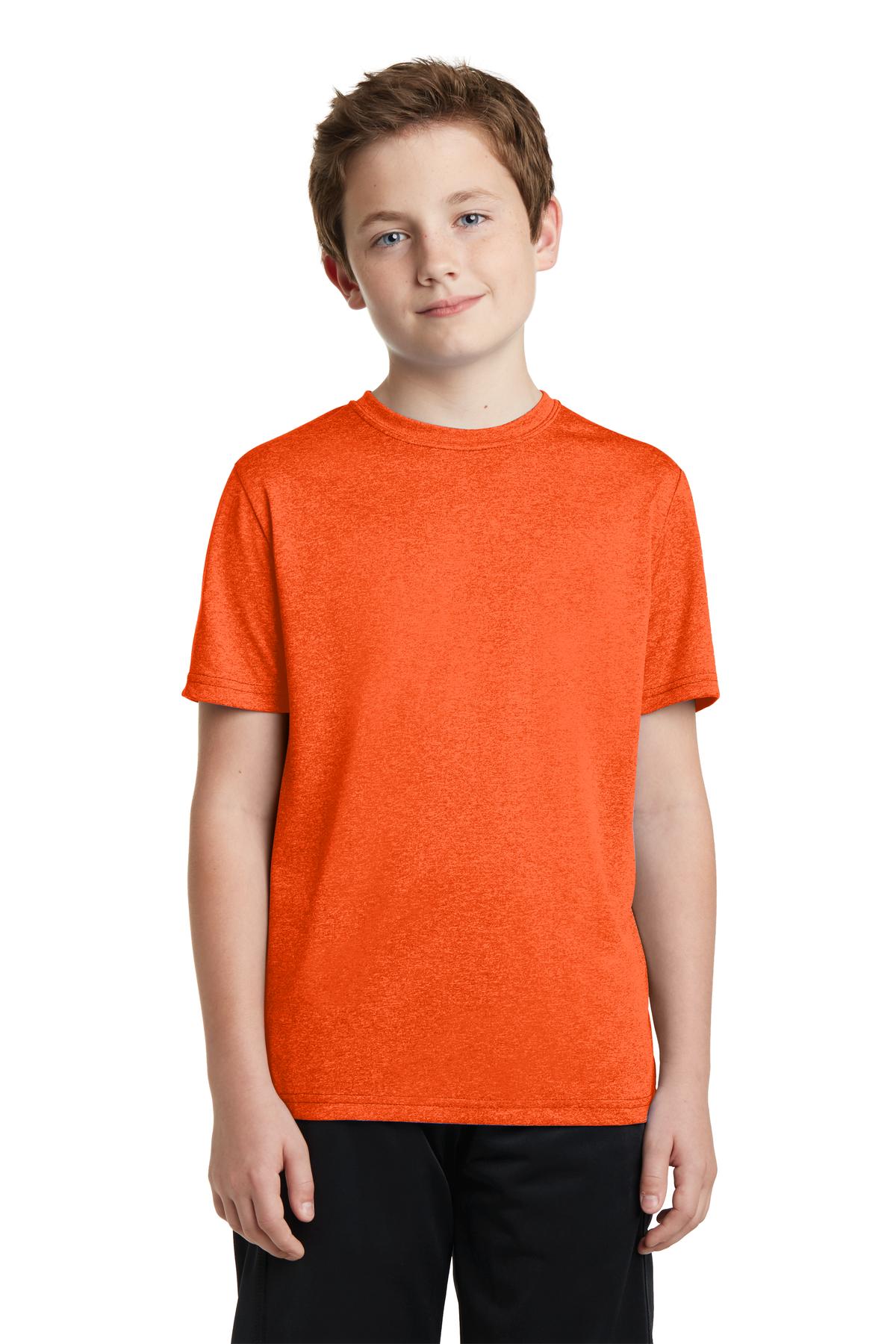 Sport-Tek Youth Heather Contender Tee. YST360 Deep Orange Heather