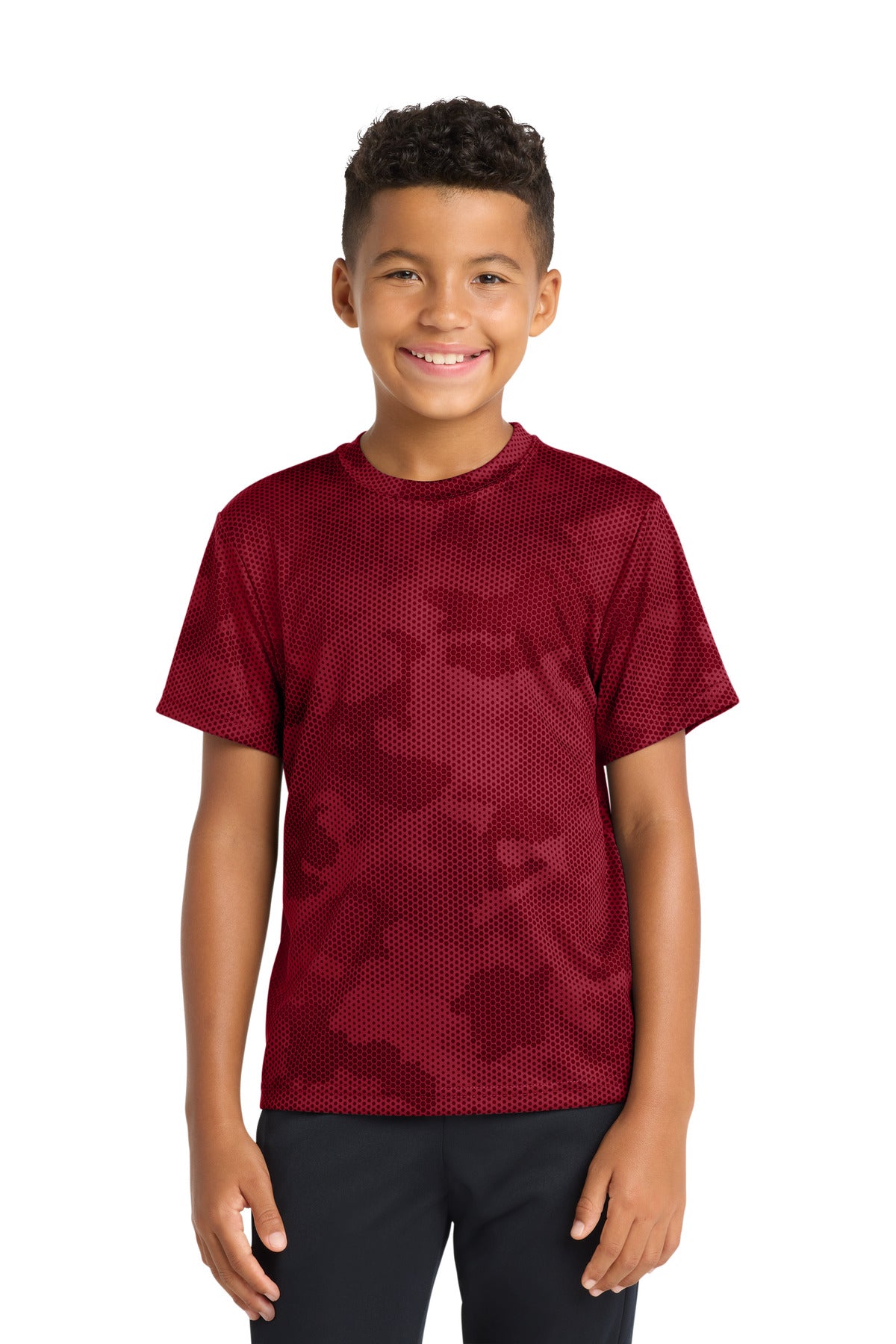 Sport-Tek Youth CamoHex Tee YST370 Deep Red