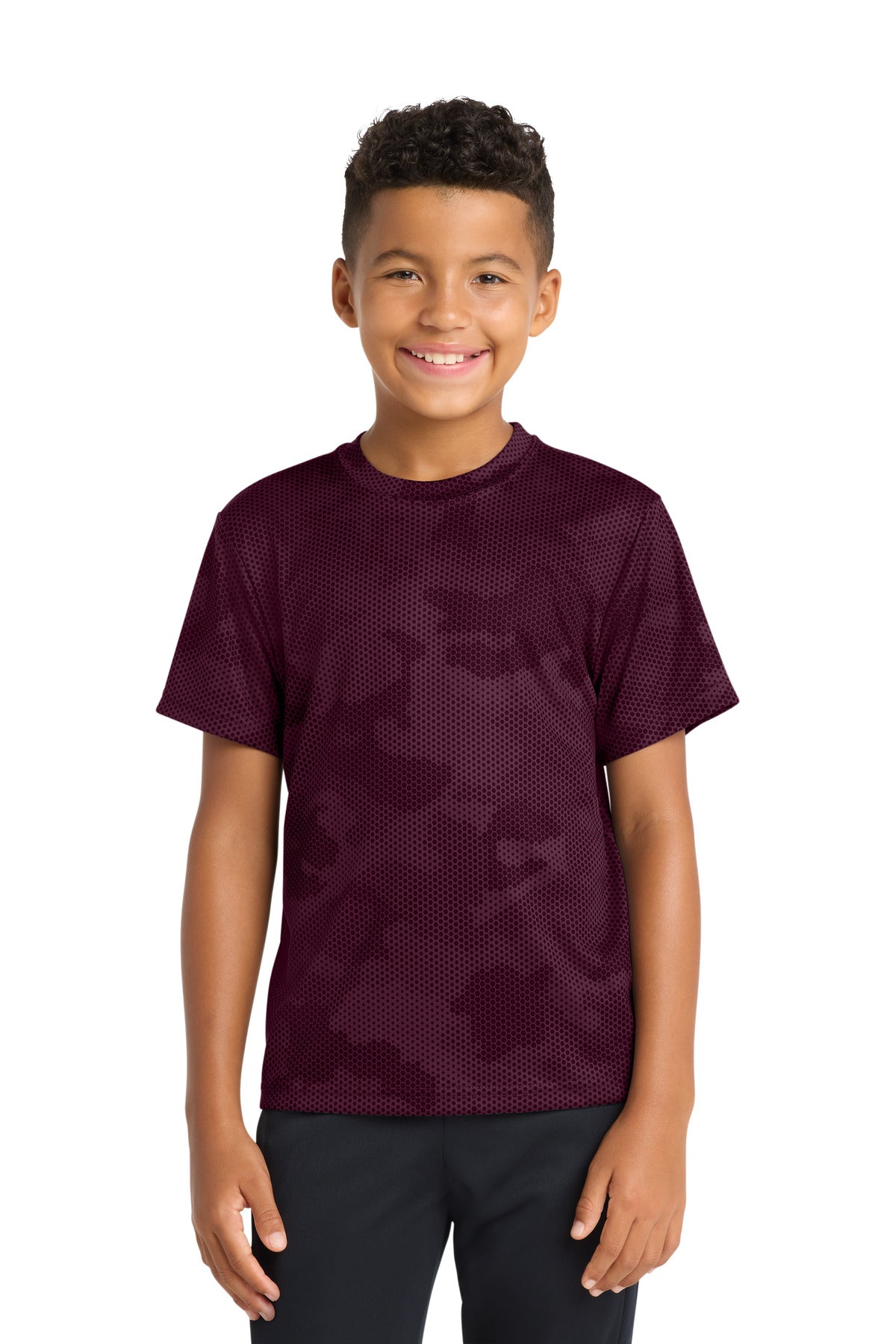 Sport-Tek Youth CamoHex Tee YST370 Maroon