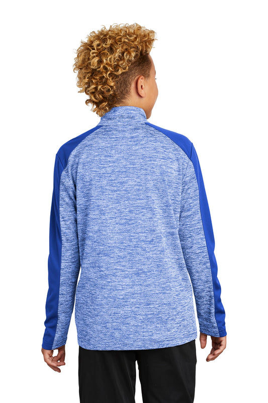 Sport-Tek Youth PosiCharge Electric Heather Colorblock 1/4-Zip Pullover. YST397 True Royal Electric/ True Royal