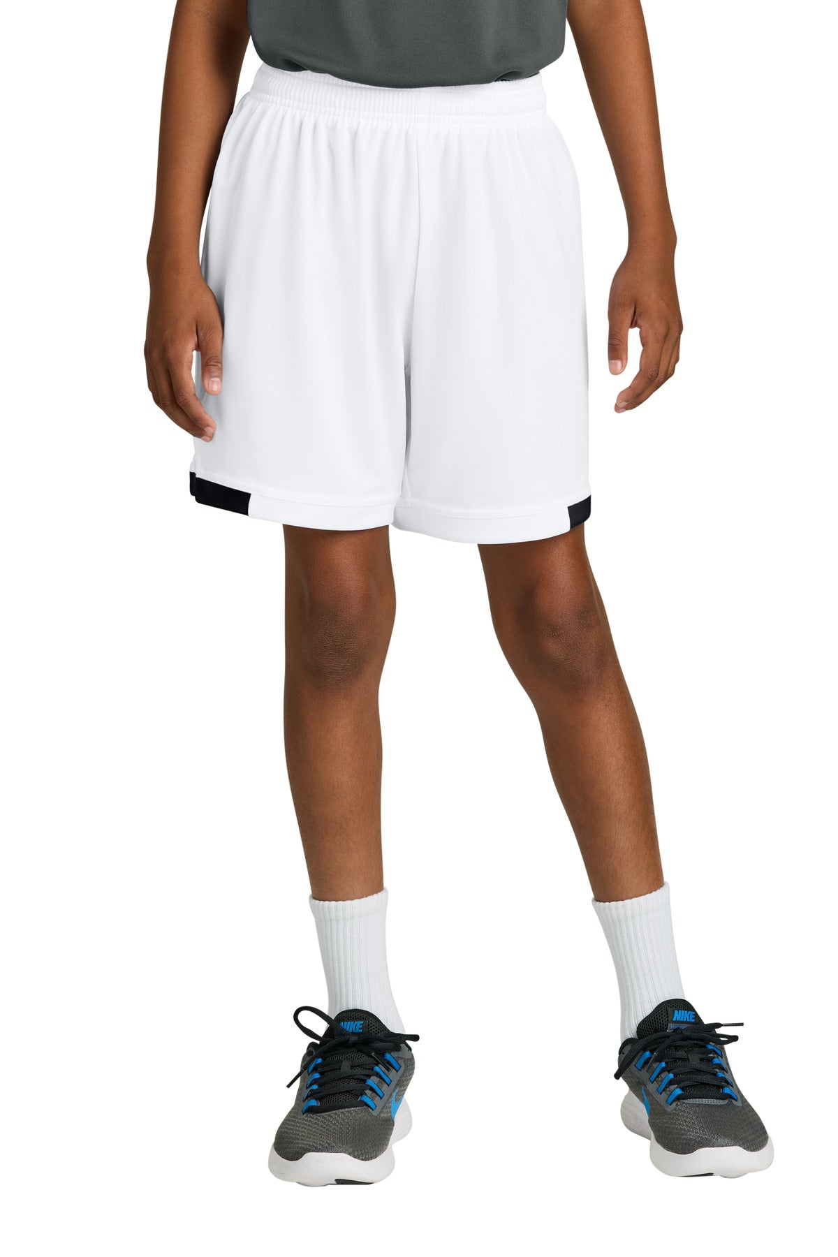 Sport-Tek Youth Club 5 Short YST4420 White/ Black