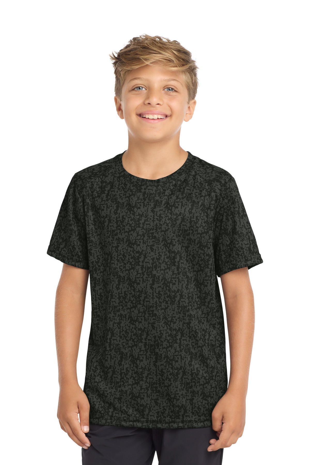 Sport-Tek Youth Digi Camo Tee YST460 Black