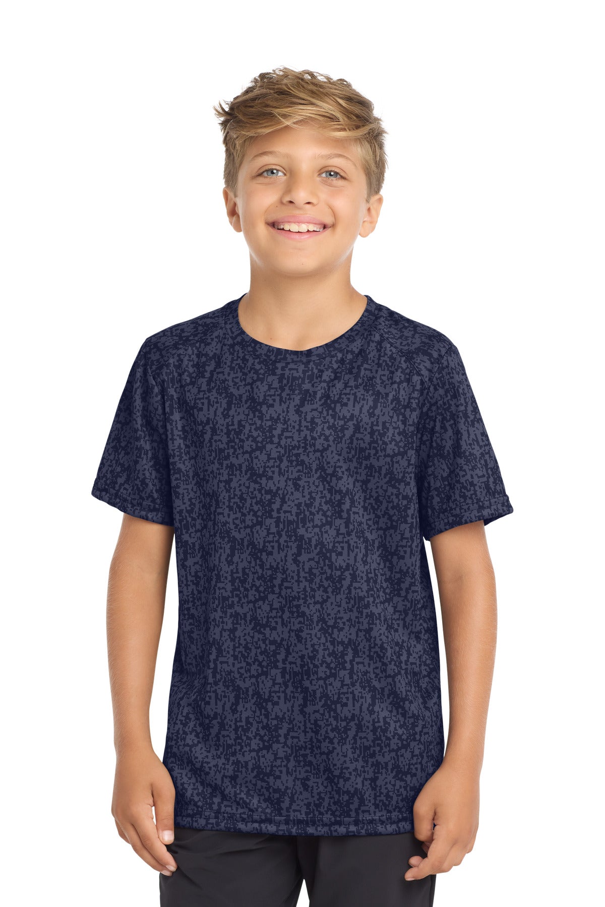 Sport-Tek Youth Digi Camo Tee YST460 True Navy