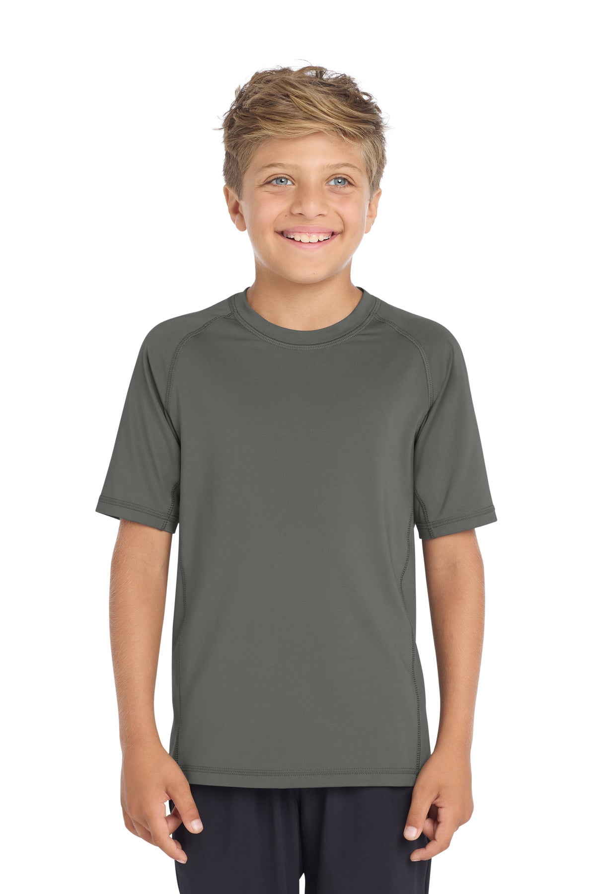 Sport-Tek Youth Rashguard Tee YST470 Dark Smoke Grey