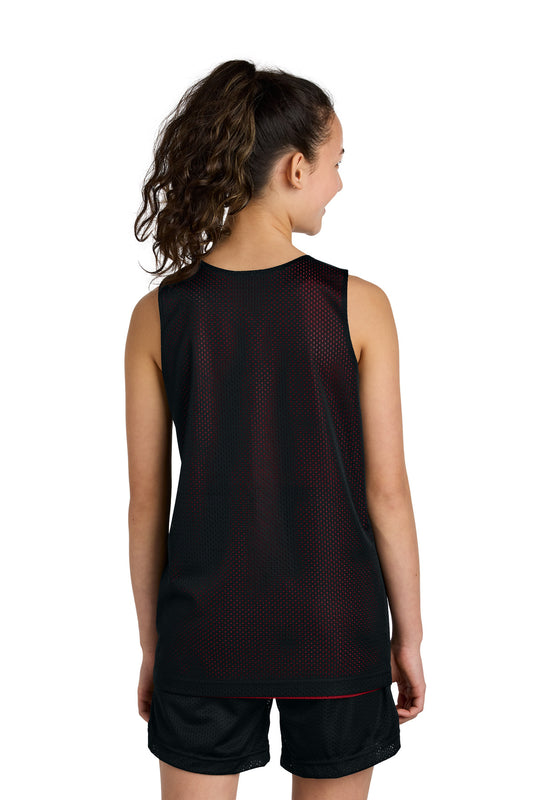 Sport-Tek Youth PosiCharge Reversible Mesh Tank YST5000 Black/ Deep Red