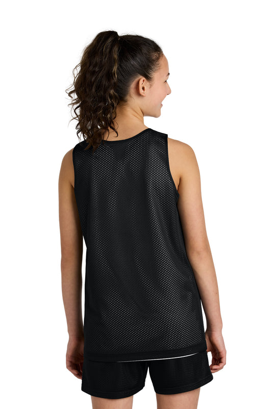 Sport-Tek Youth PosiCharge Reversible Mesh Tank YST5000 Black/ White