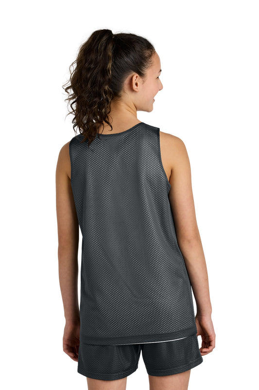Sport-Tek Youth PosiCharge Reversible Mesh Tank YST5000 Iron Grey/ White