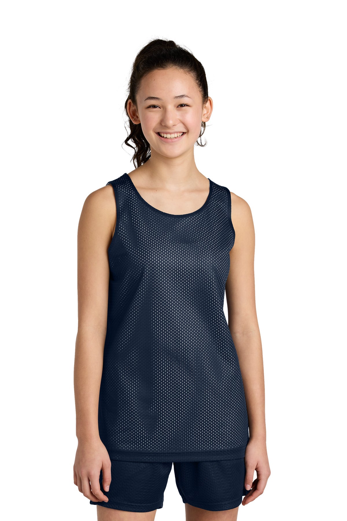 Sport-Tek Youth PosiCharge Reversible Mesh Tank YST5000 True Navy/ White