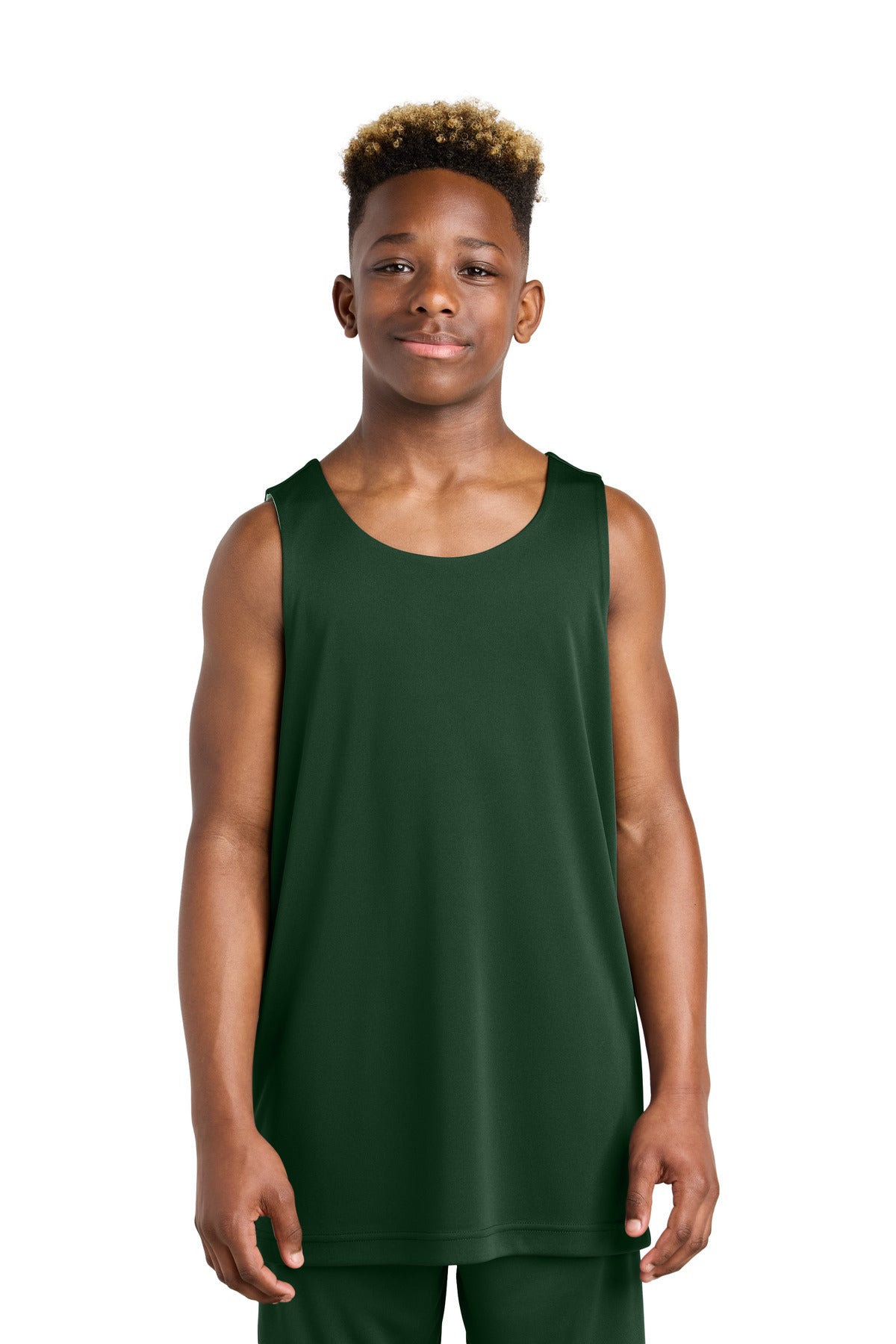 Sport-Tek Youth PosiCharge Competitor Rev Tank YST551 Forest Green/ White