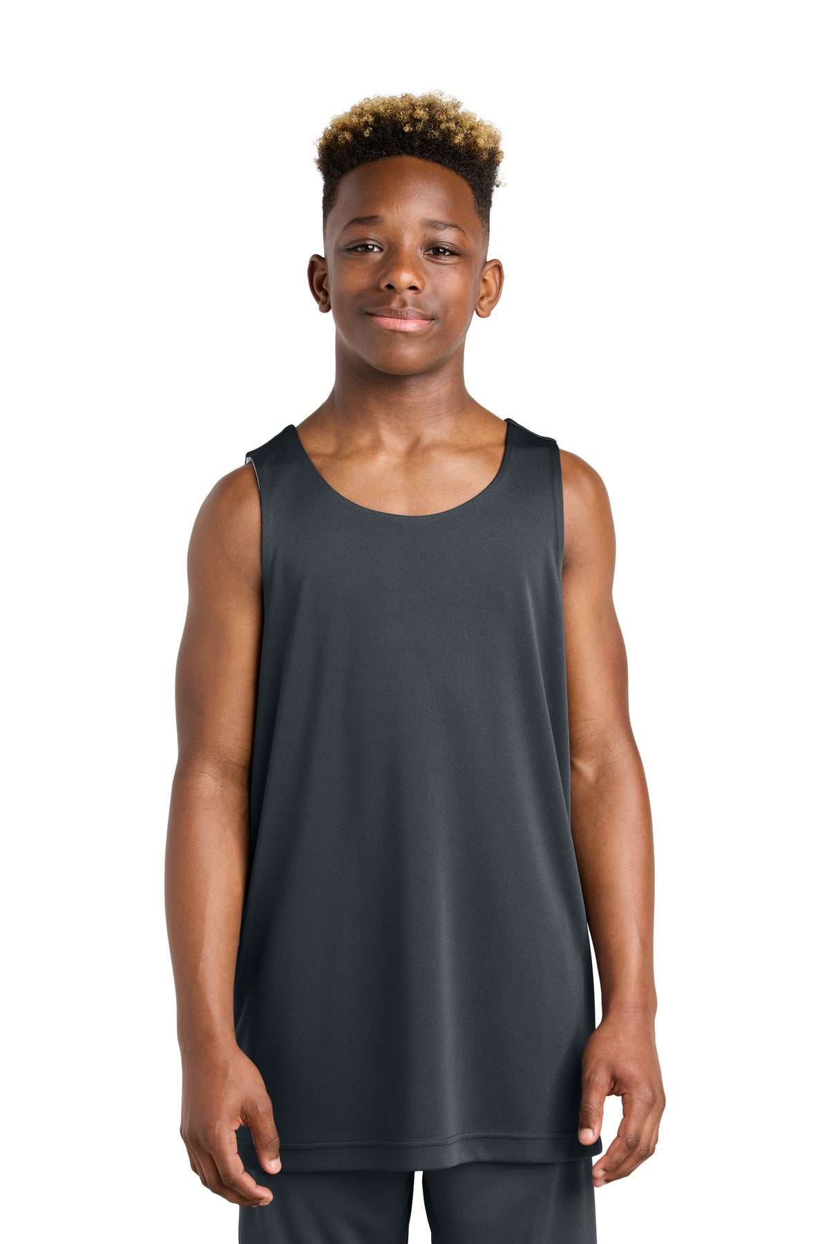Sport-Tek Youth PosiCharge Competitor Rev Tank YST551 Iron Grey/ White