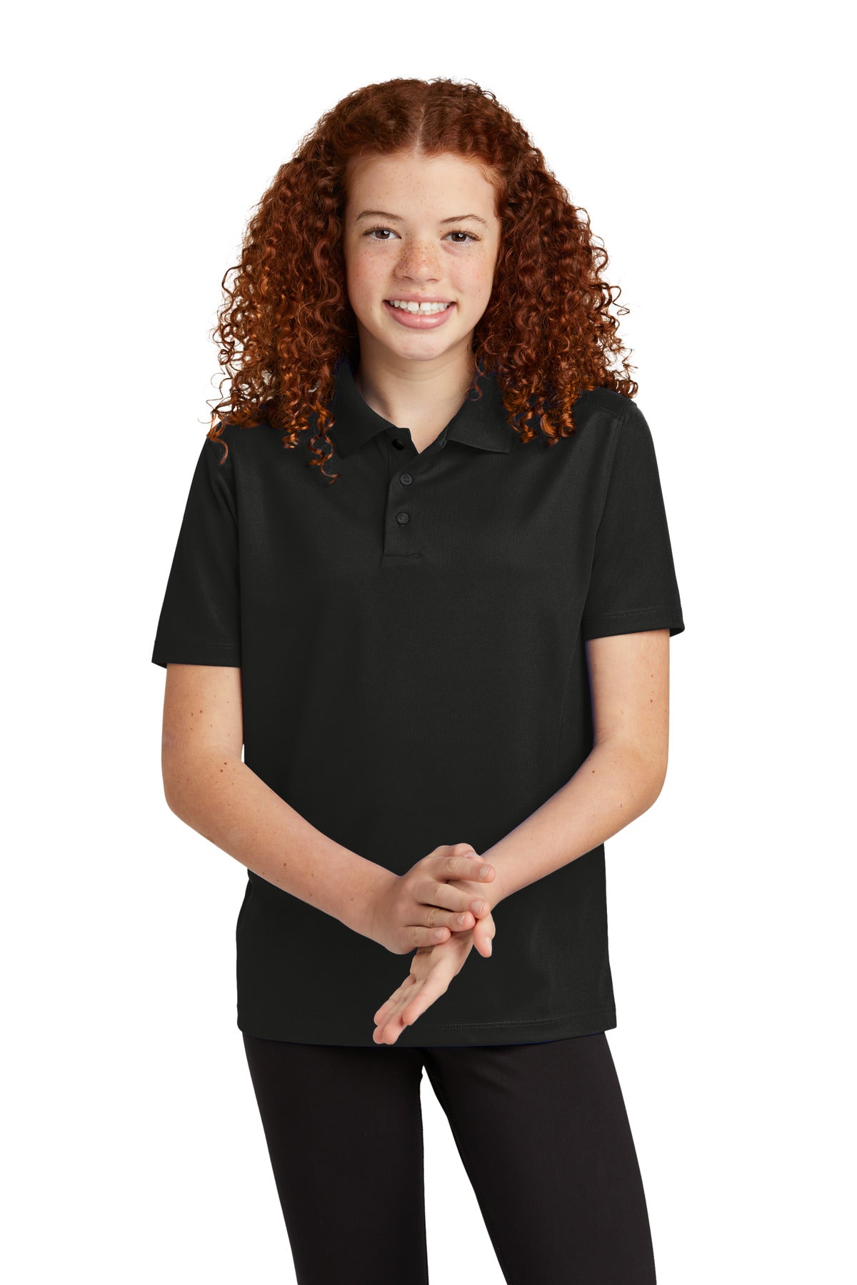 Sport-Tek Youth UV Micropique Polo YST740 Black