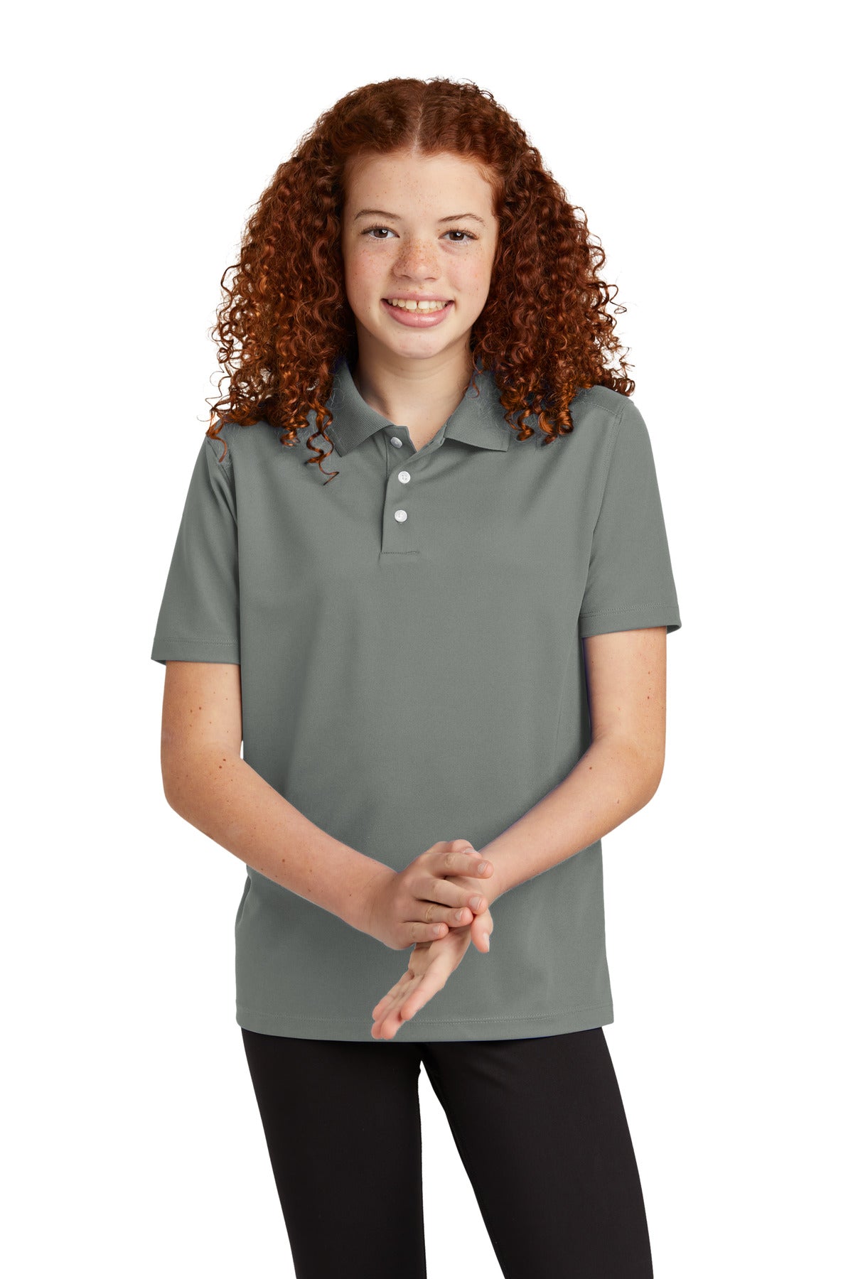 Sport-Tek Youth UV Micropique Polo YST740 Grey Concrete
