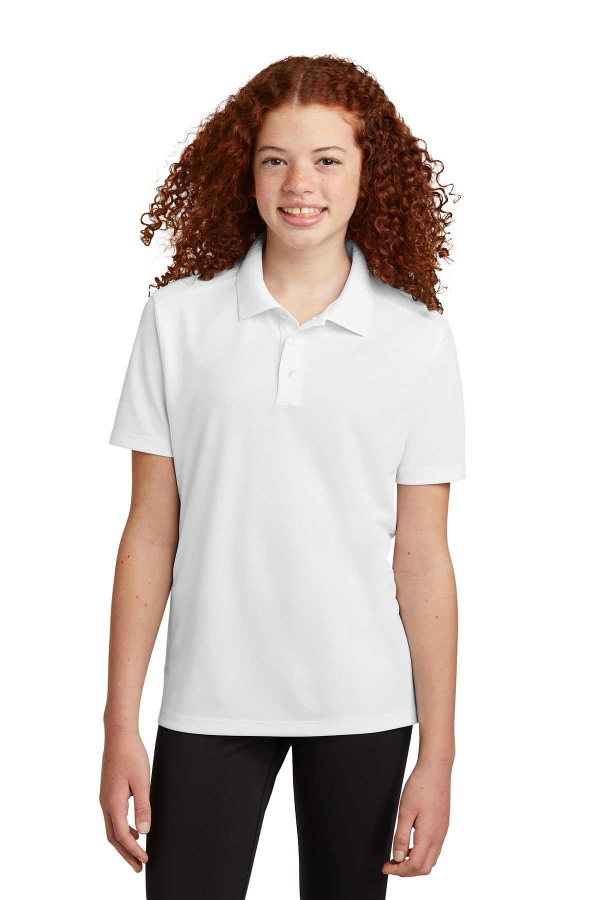 Sport-Tek Youth UV Micropique Polo YST740 White