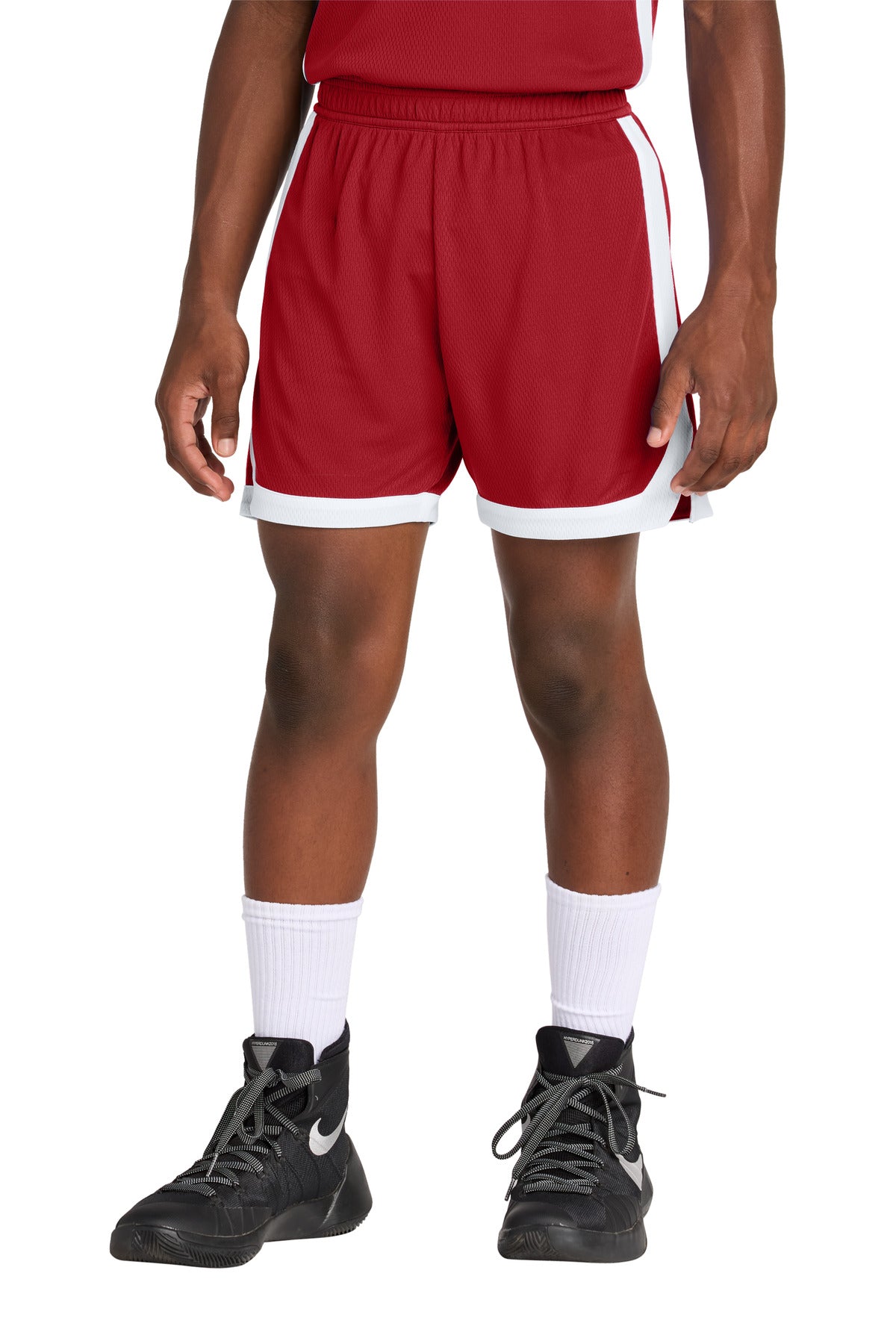 Sport-Tek Youth Rival Basketball 5 Short YST901 Deep Red/ White