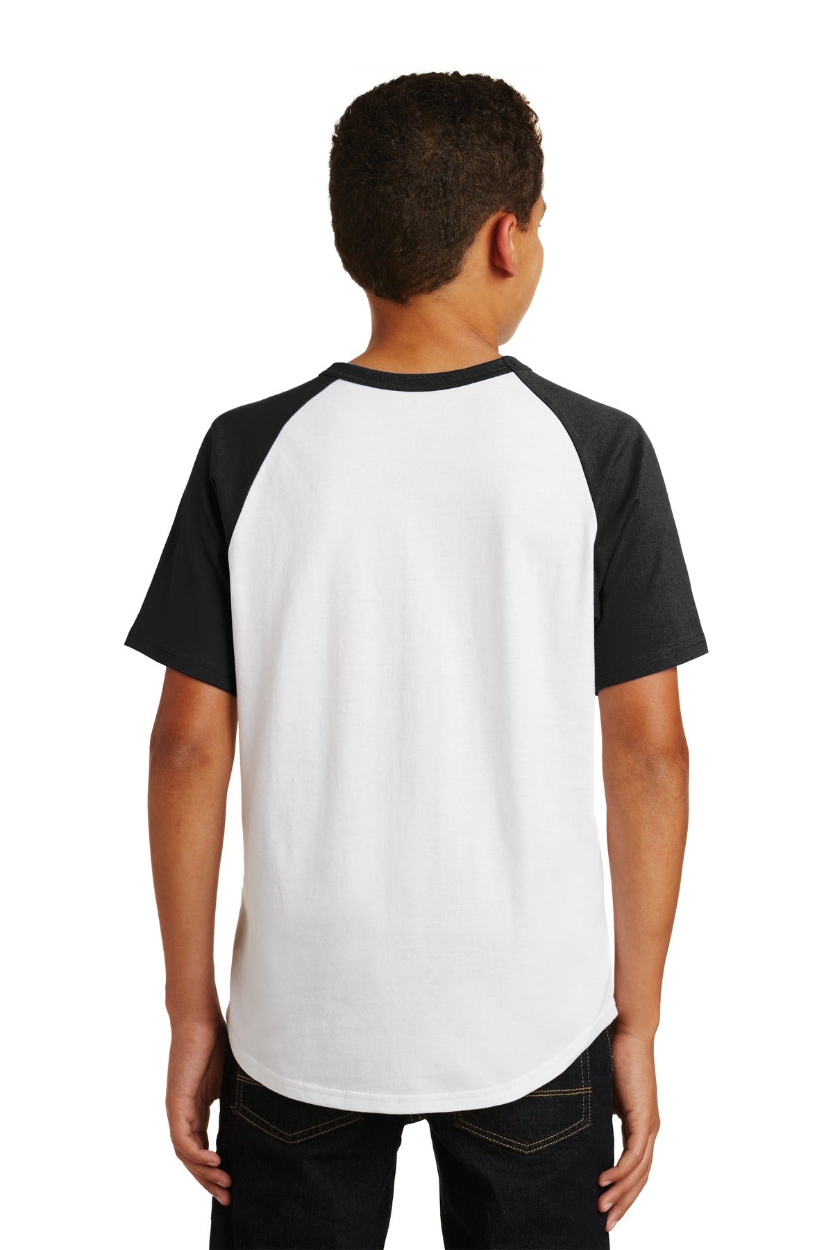 Sport-Tek Youth Short Sleeve Colorblock Raglan Jersey. YT201 White/ Black