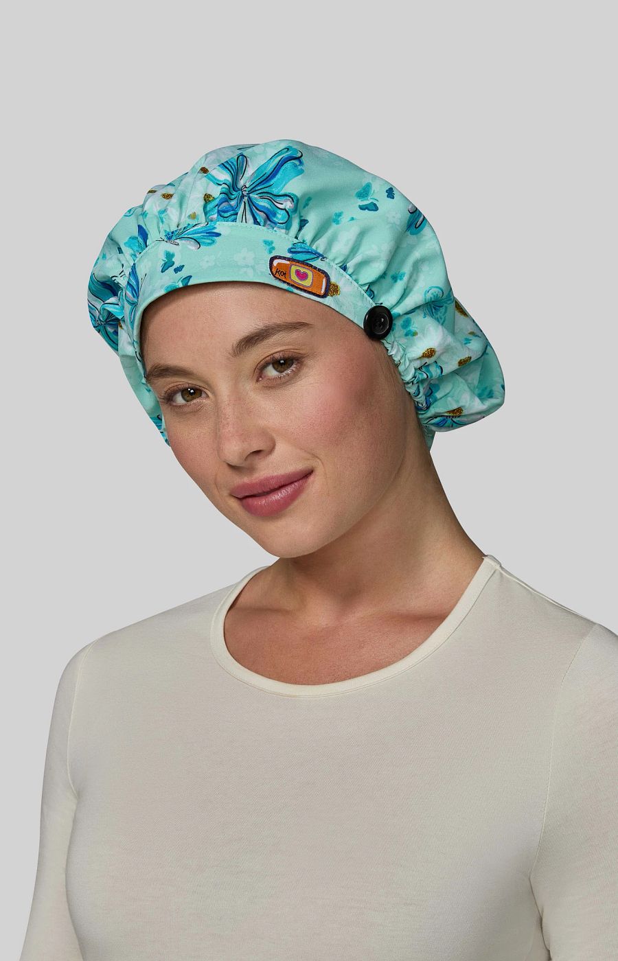 Print Essentails bouffant scrub cap Spring Sprung