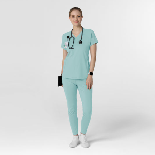 RENEW Knit 6259 Women's Flex-n-Reach V-Neck Raglan Scrub Top Coastal Blue