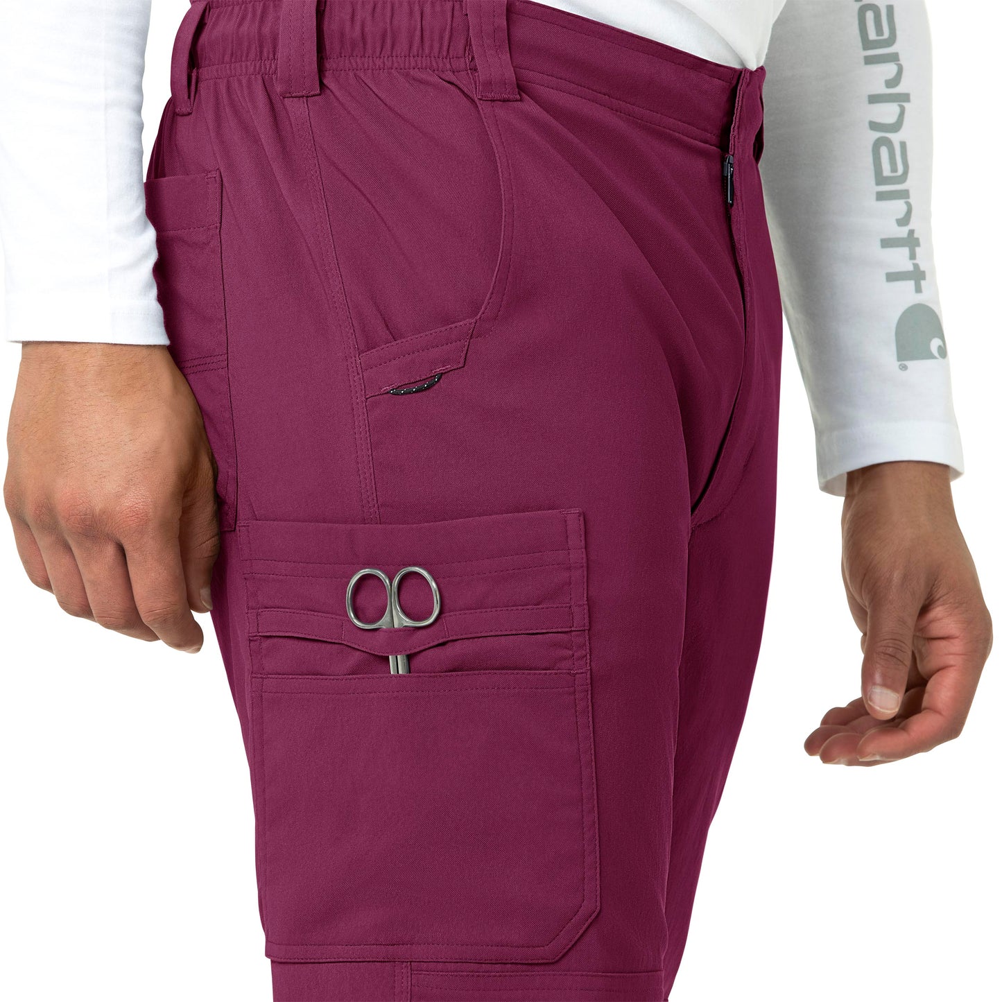 Rugged Flex Peak C55037 Men's Straight Leg Cargo Scrub Pants Wine Model Image Alternate | Carhartt