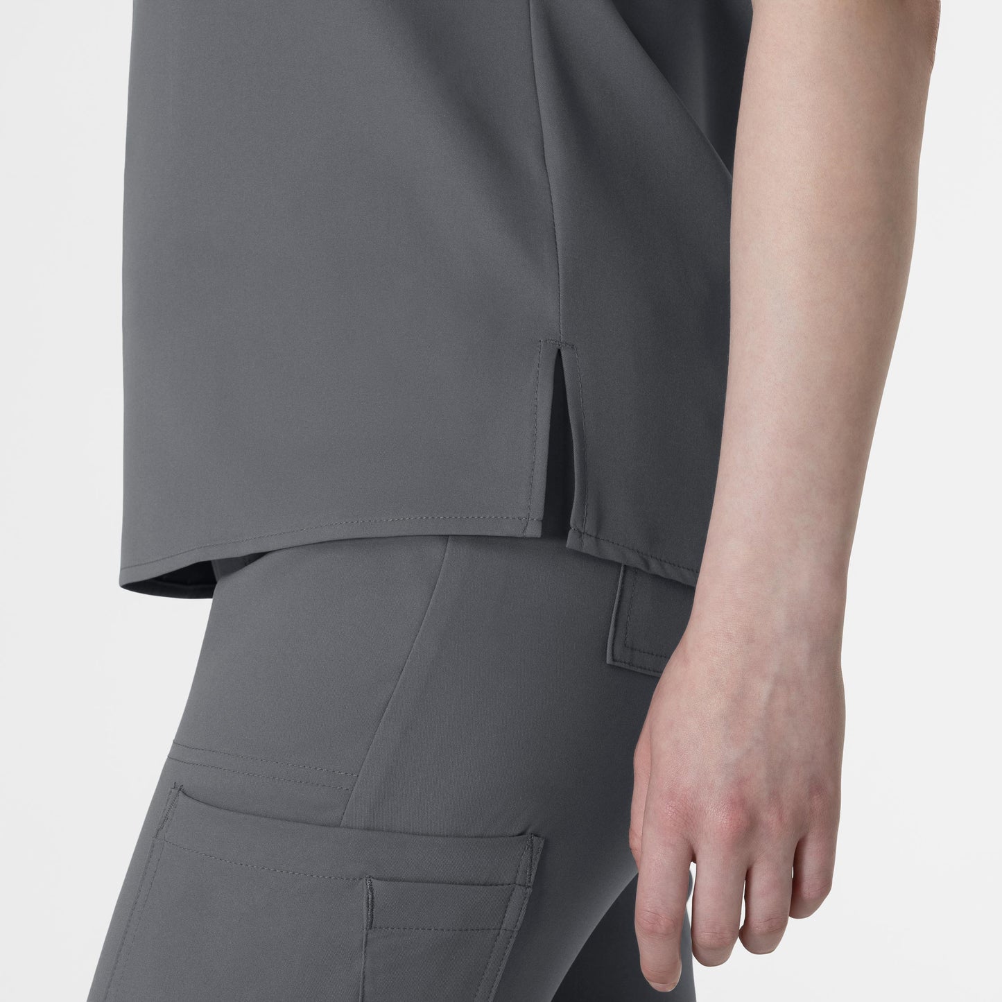 Thrive 6222 V-Neck Tuck-In Scrub Top Pewter Model Image Alternate | Wink