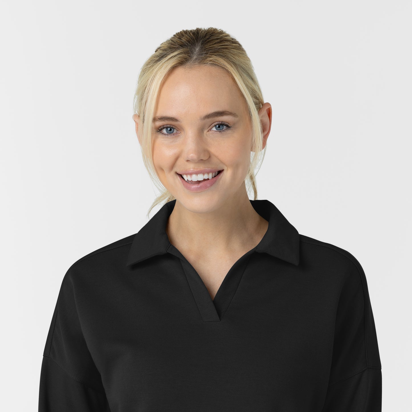 Unwind & Lounge 6189 Women's Relaxed Pullover Polo Black