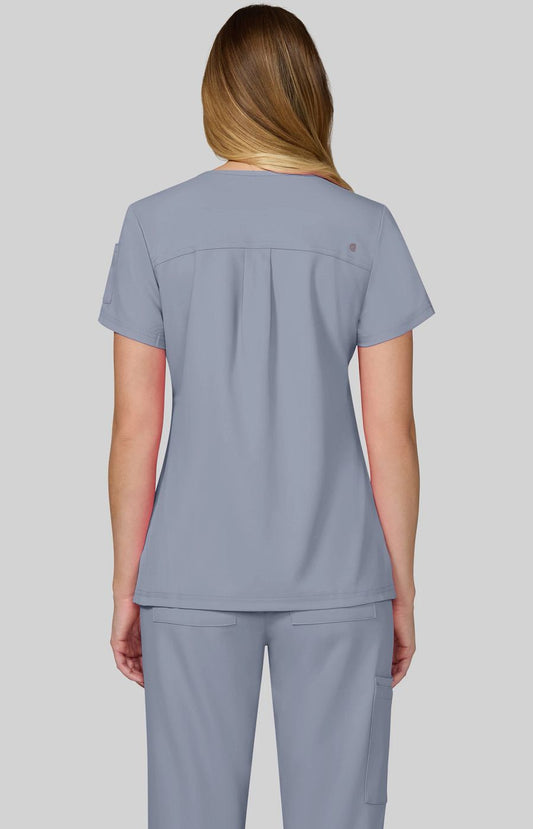 Cureology x koi Cardi Women's 3-Pocket V-Neck Scrub Top Platinum Grey