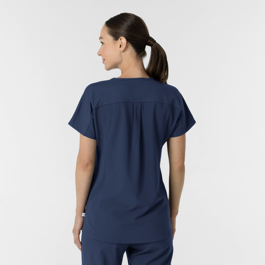 RENEW 6154 Women's V-Neck Tunic Scrub Top Navy