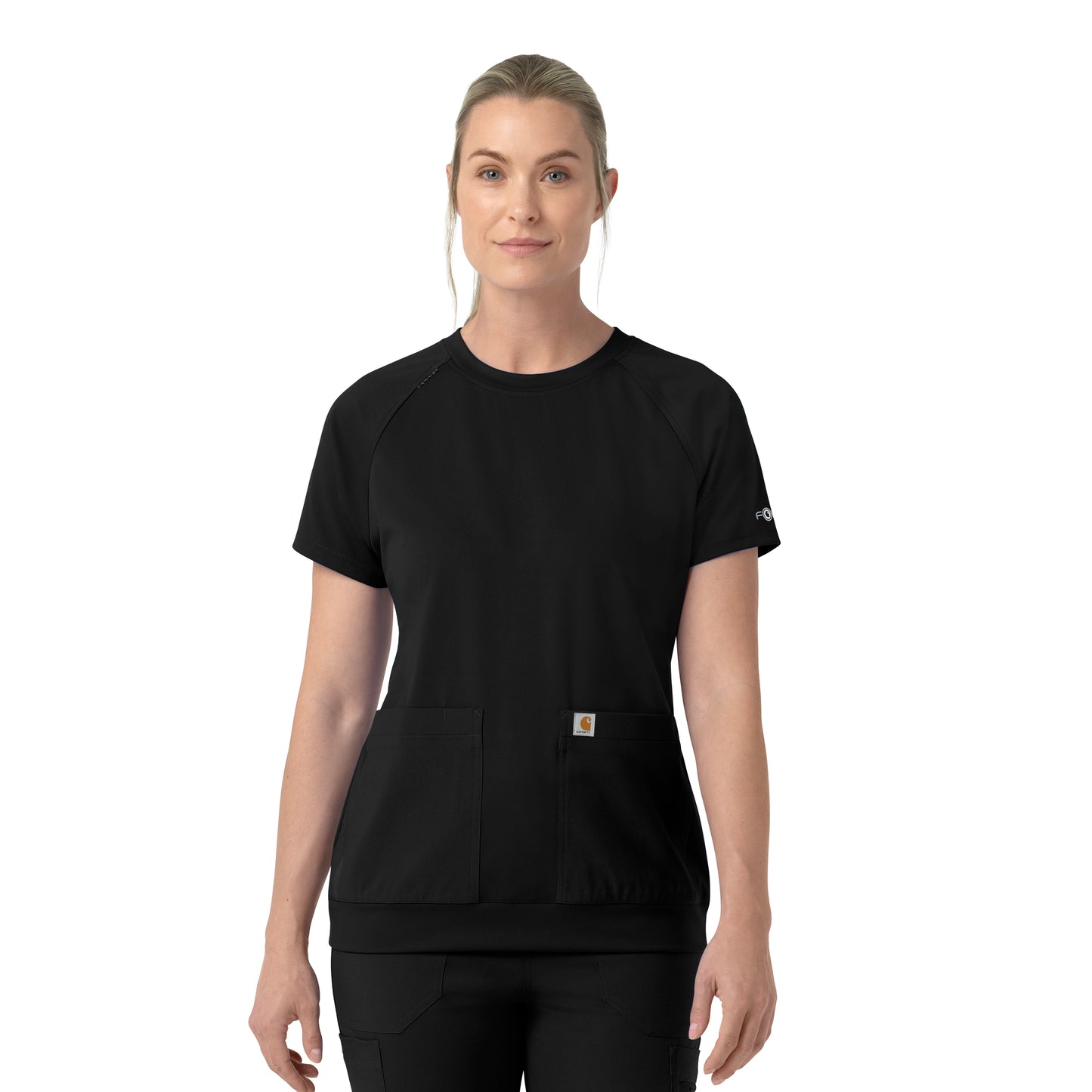 Force Cross-Flex C13290 Knit Women's Crew Neck Scrub Top Black