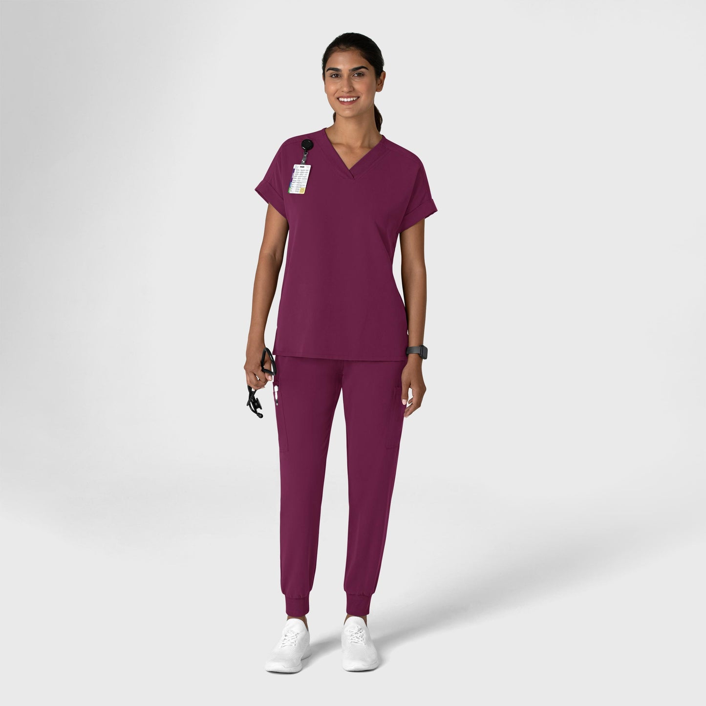 Nova 5132 Jogger Utility Scrub Pants Wine Model Image Alternate | Wink