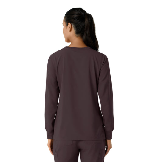 Force Cross-Flex C13610 Women's Crew Neck Long Sleeve Scrub Top Dark Sepia