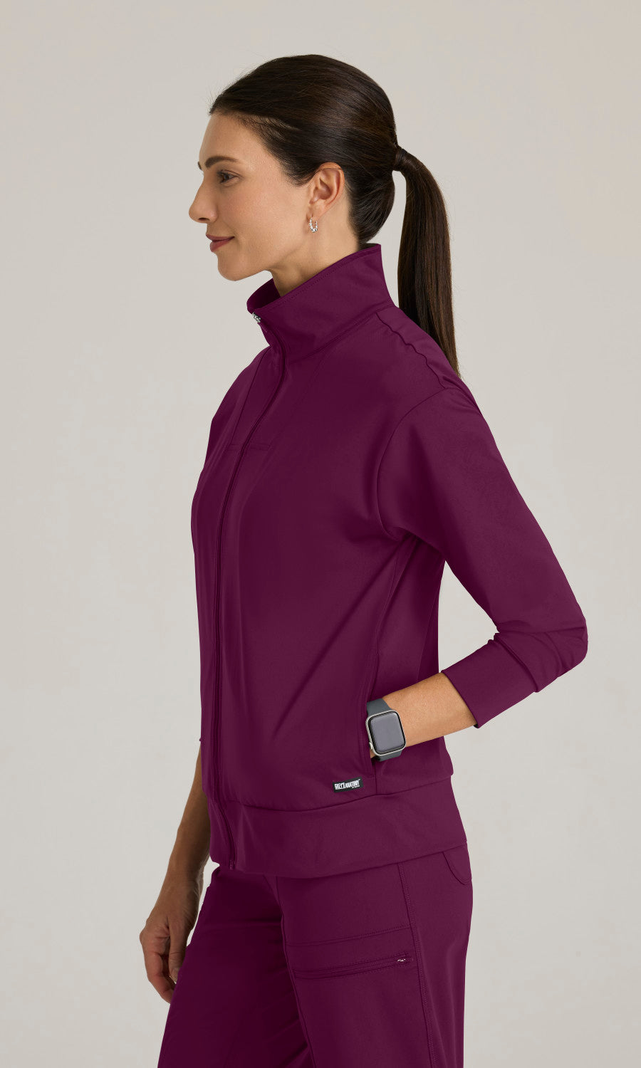 Grey's Anatomy Knits GRSW923 Ease Scrub Jacket Jacket Wine