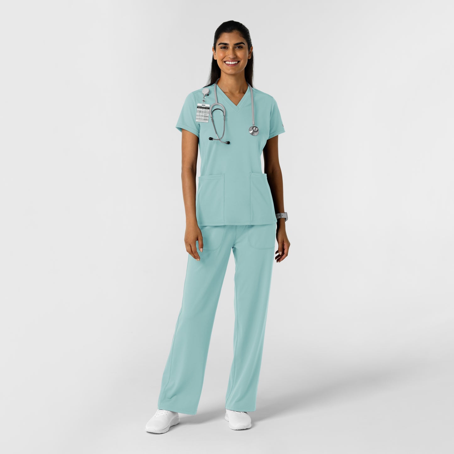 RENEW Knit 6559 Women's 2-Pocket Scrub Top Coastal Blue