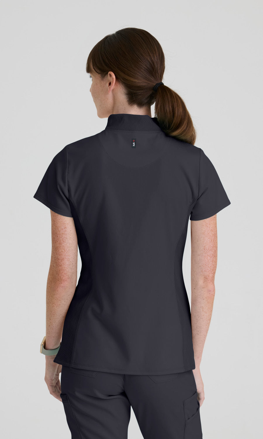 Greys Anatomy Spandex Stretch GRST292 Women's Kristi Top in Steel by Barco Model Image Back