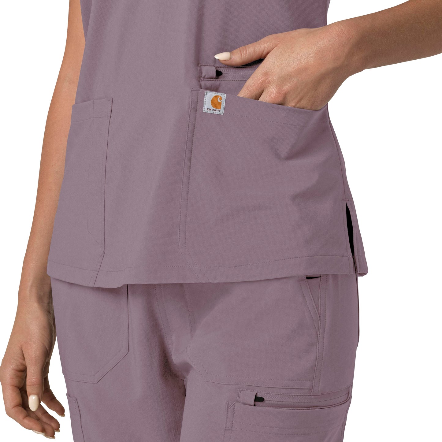 Force Cross-Flex C13210 Flex Panel V-Neck Scrub Top Lavender Mist Model Image Alternate | Carhartt
