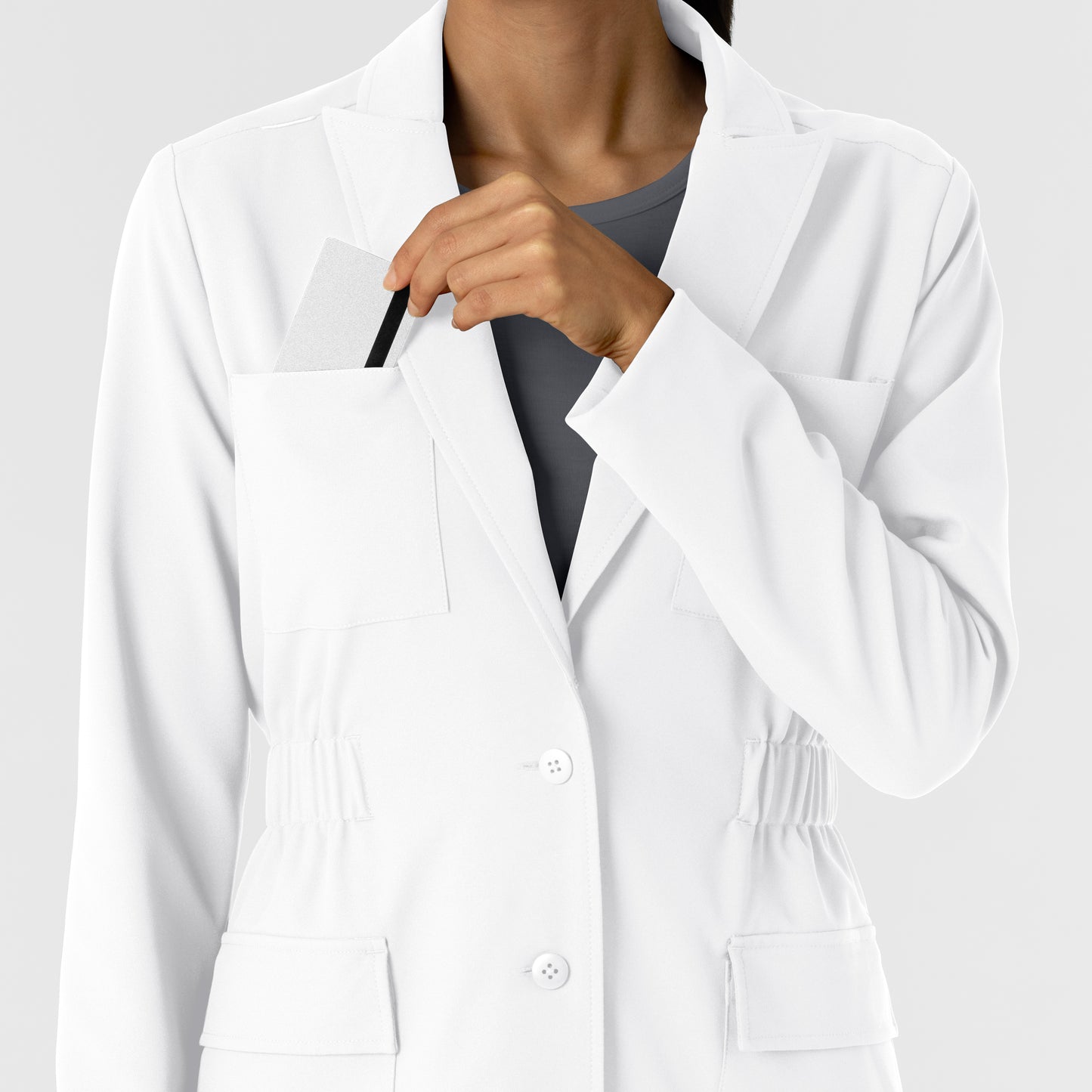 Layers 8166 Women's Blazer Short Lab Coat White