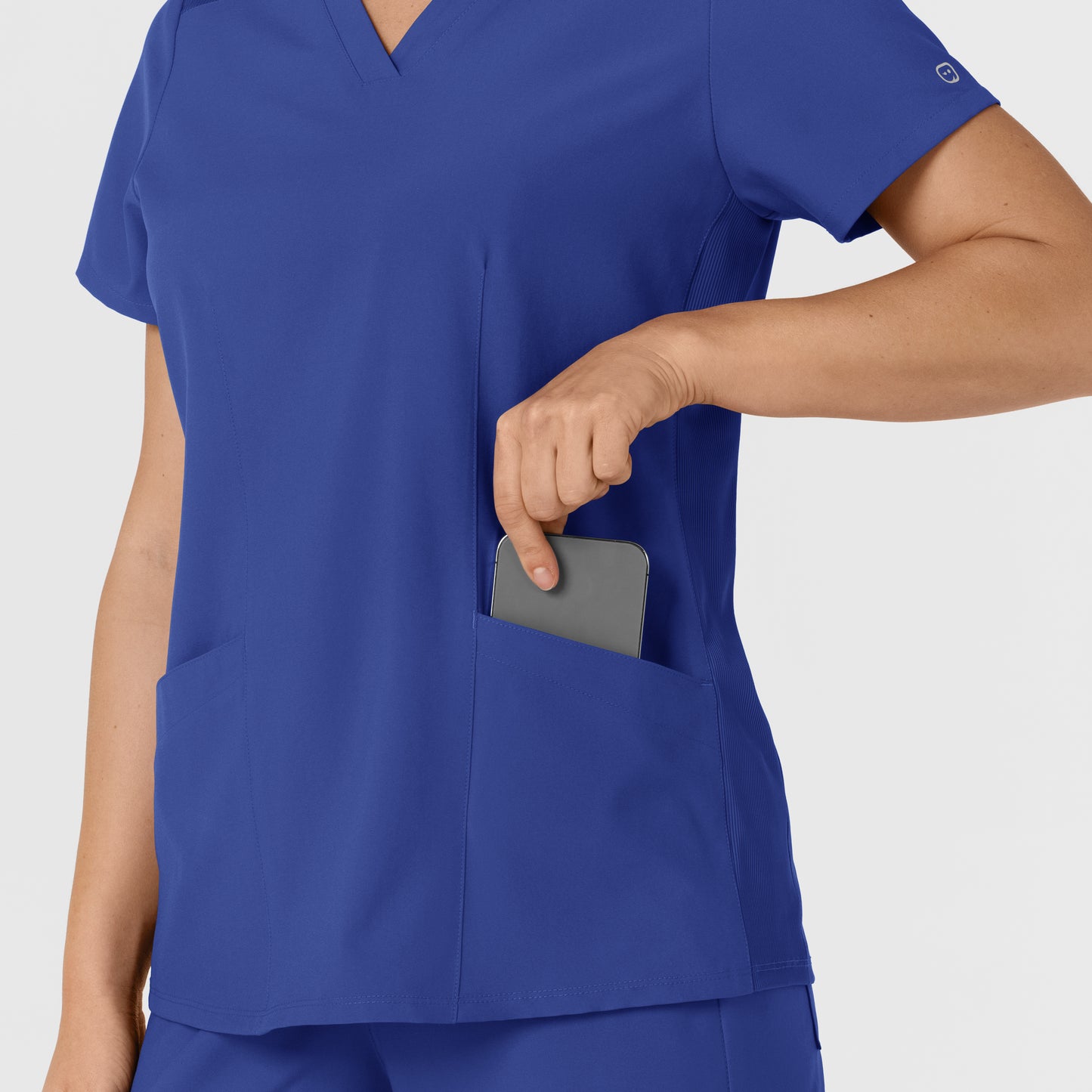 W123 6145 Women's Flex-n-Reach Side Panel V-Neck Scrub Top Galaxy Blue