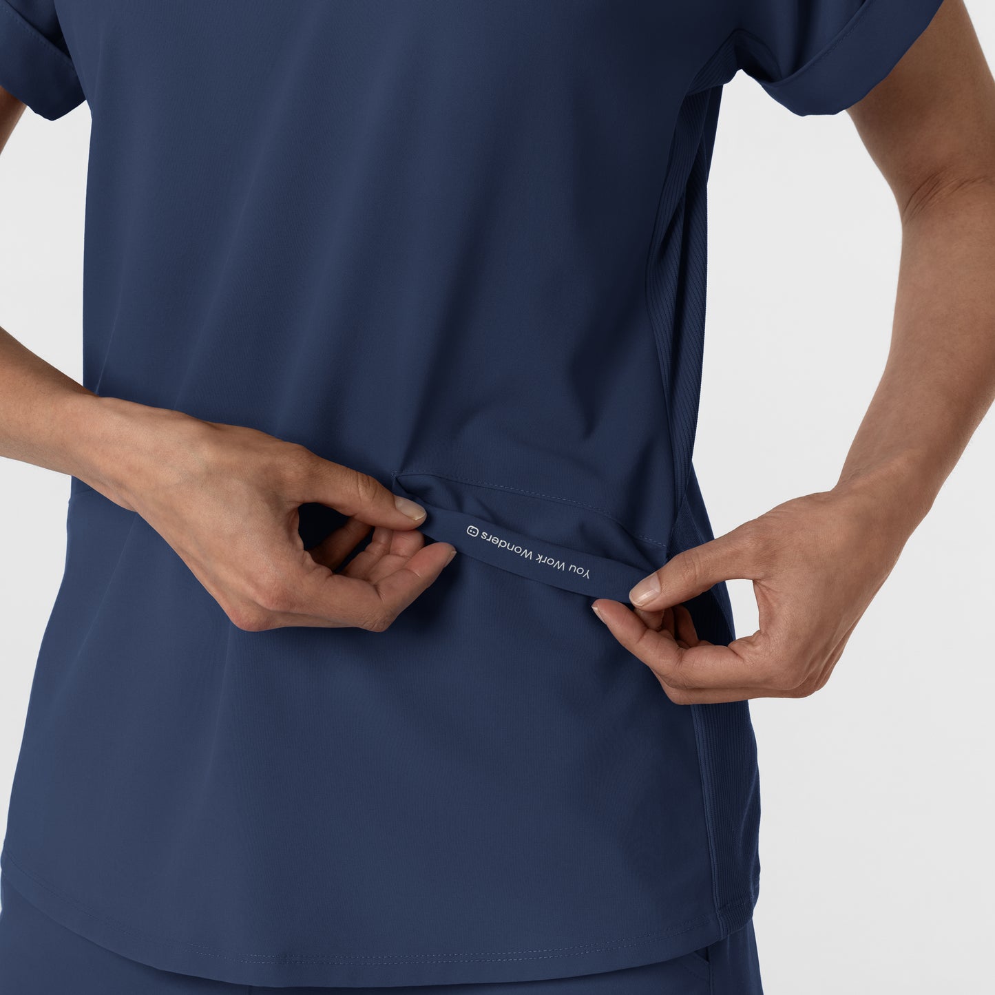 RENEW 6934 Women’s Flex-n-Reach Collared Scrub Top Navy Model Image Alternate | Wink